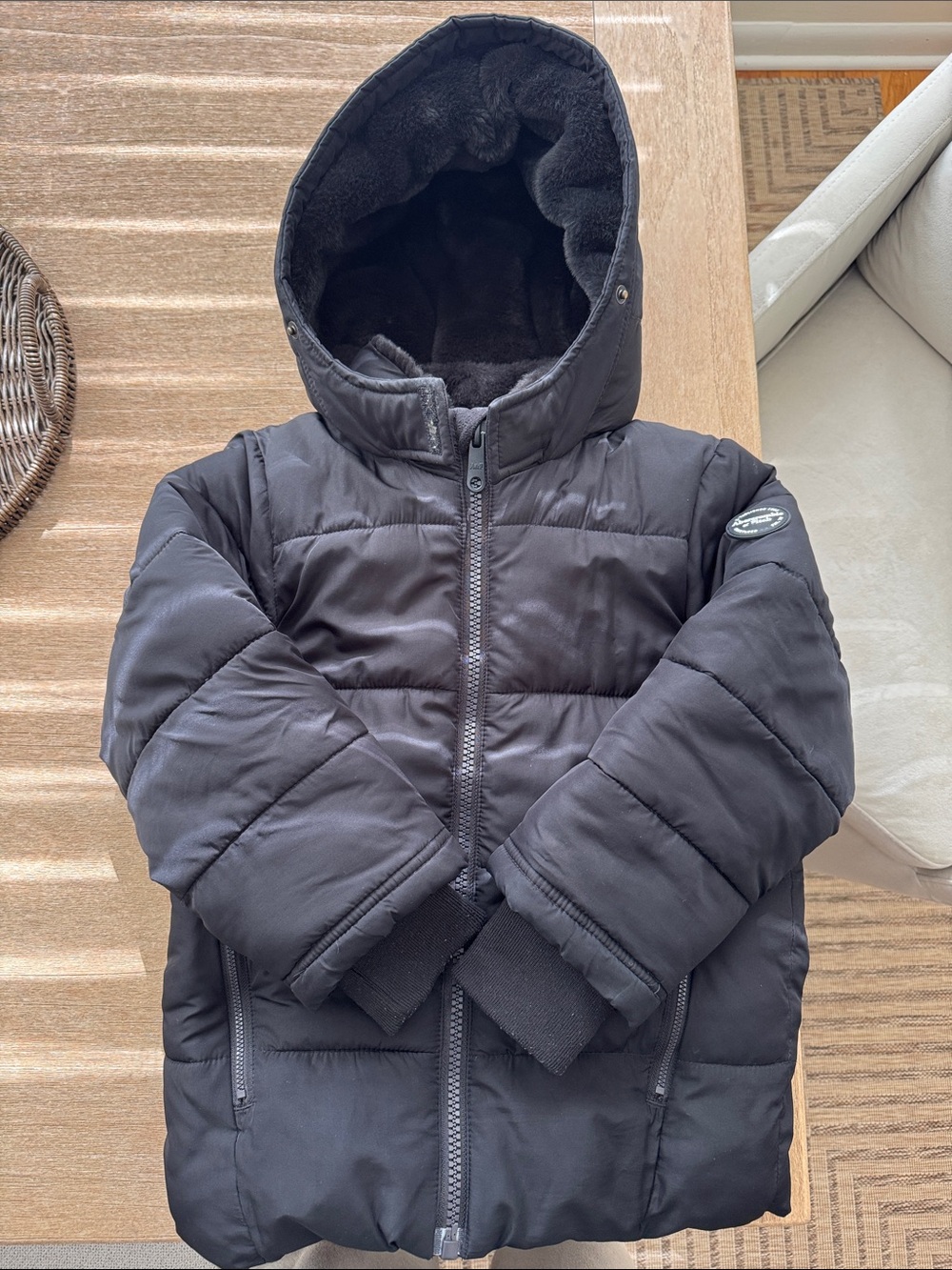 Abercrombie Kids Black Puffer Jacket with Hood